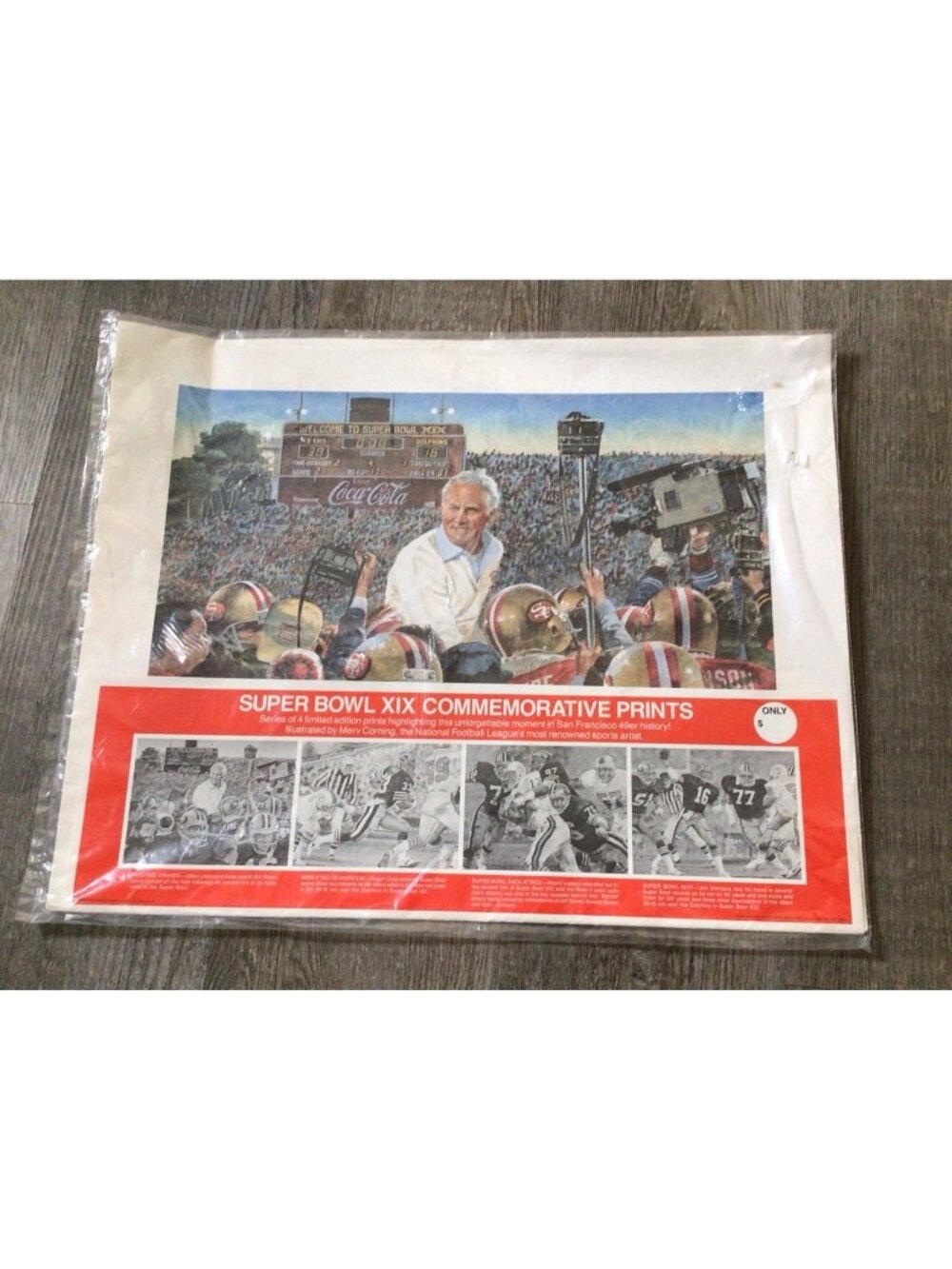 San Francisco 49ers Super Bowl XIX Coca-Cola Promo Sealed 4 Print Set